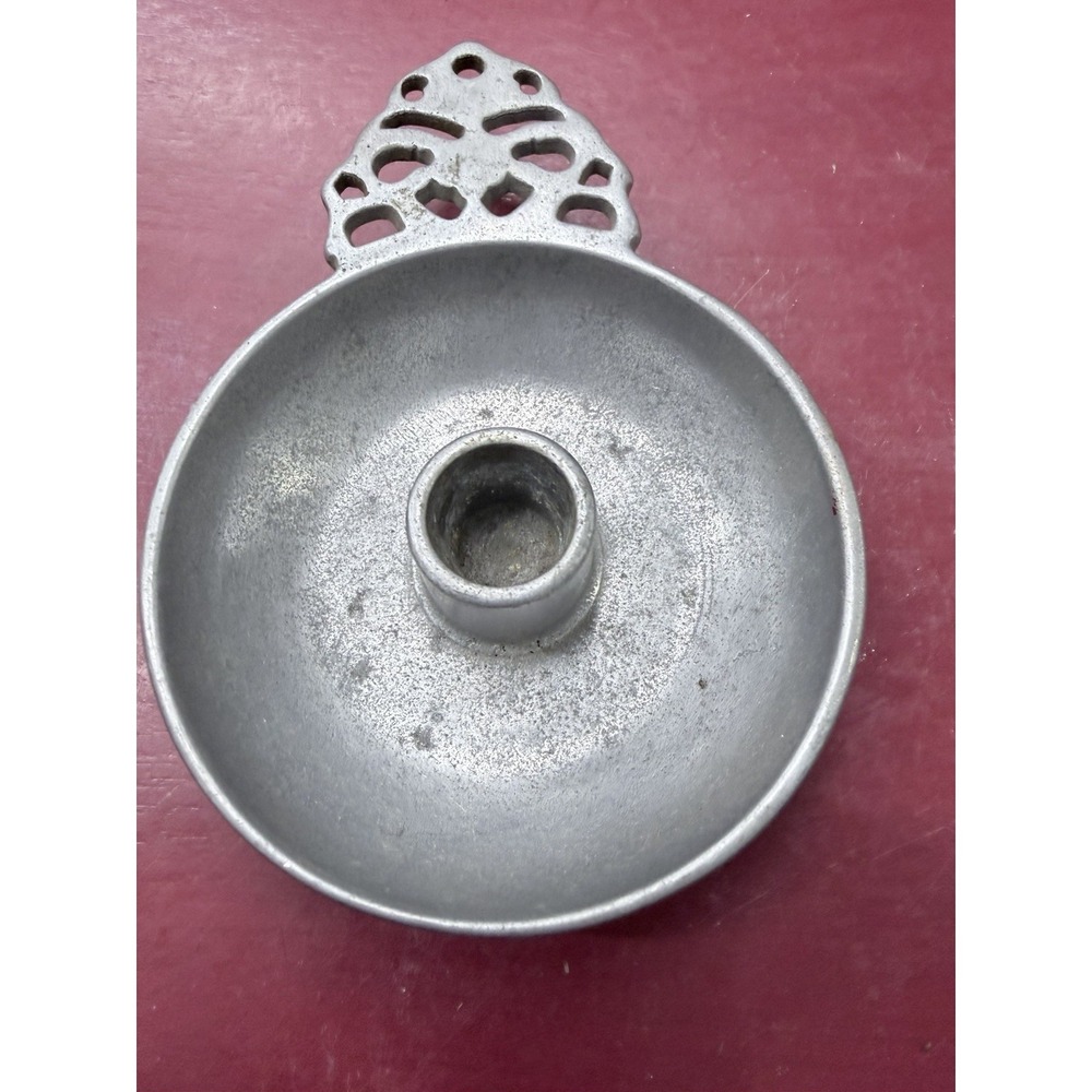 Oneida Pewter Porringer Style Colonial Candle Holder 6.25" Long 4.25" Diameter‎